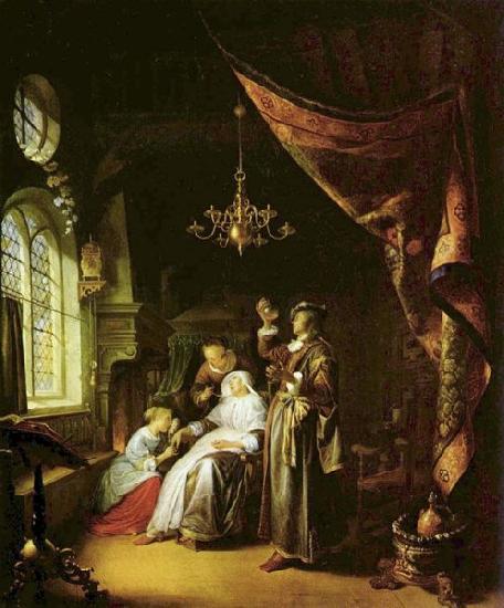 Gerrit Dou The Dropsical Woman. Sweden oil painting art